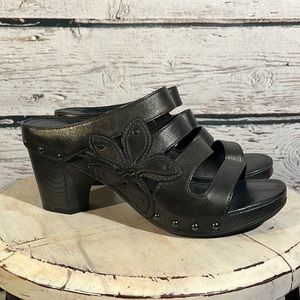 Dansko Nigella mule clogs sandals black leather size 39
